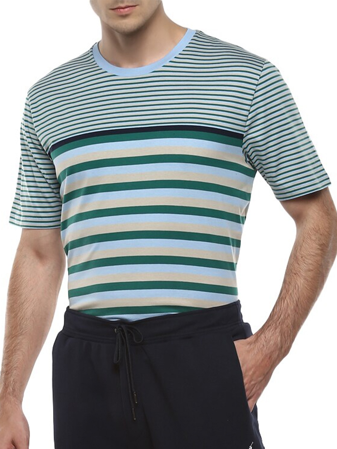 

Ted Baker Men Green Striped T-shirt