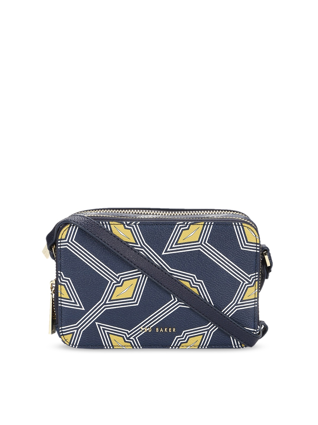 

Ted Baker Navy Blue Geometric Printed Structured Sling Bag