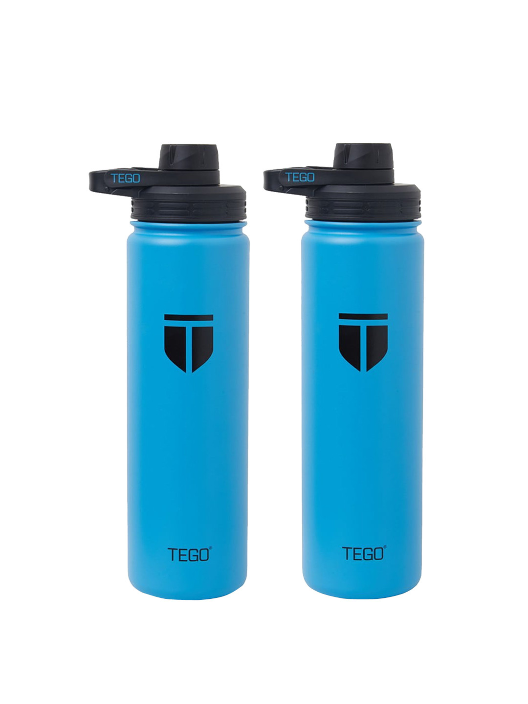

TEGO Set Of 2 Blue Solid Rapid Vaccum Sealed Stainless Steel Water Bottle With Cleaning Brush
