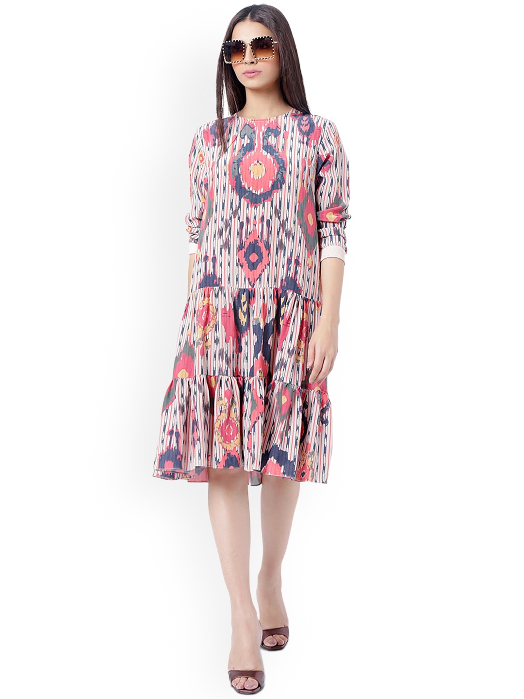 

PS PRET BY PAYAL SINGHAL Pink & Blue Printed Crepe Dress