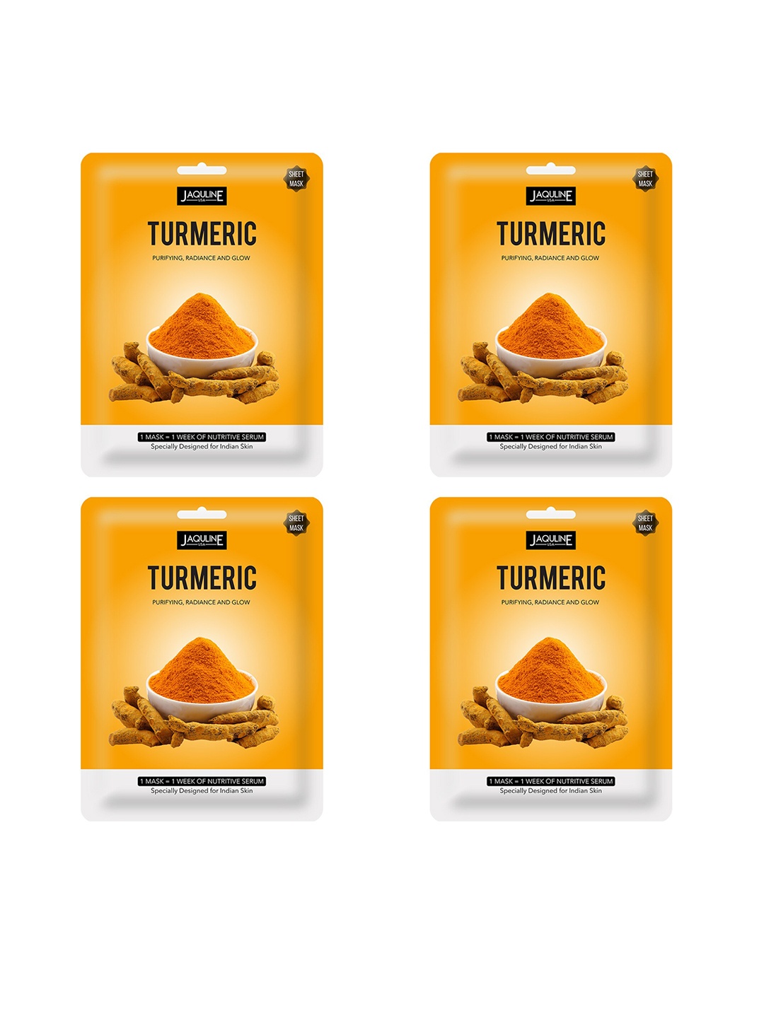 

Jaquline USA Pack of 4 Turmeric Sheet Mask, Off white