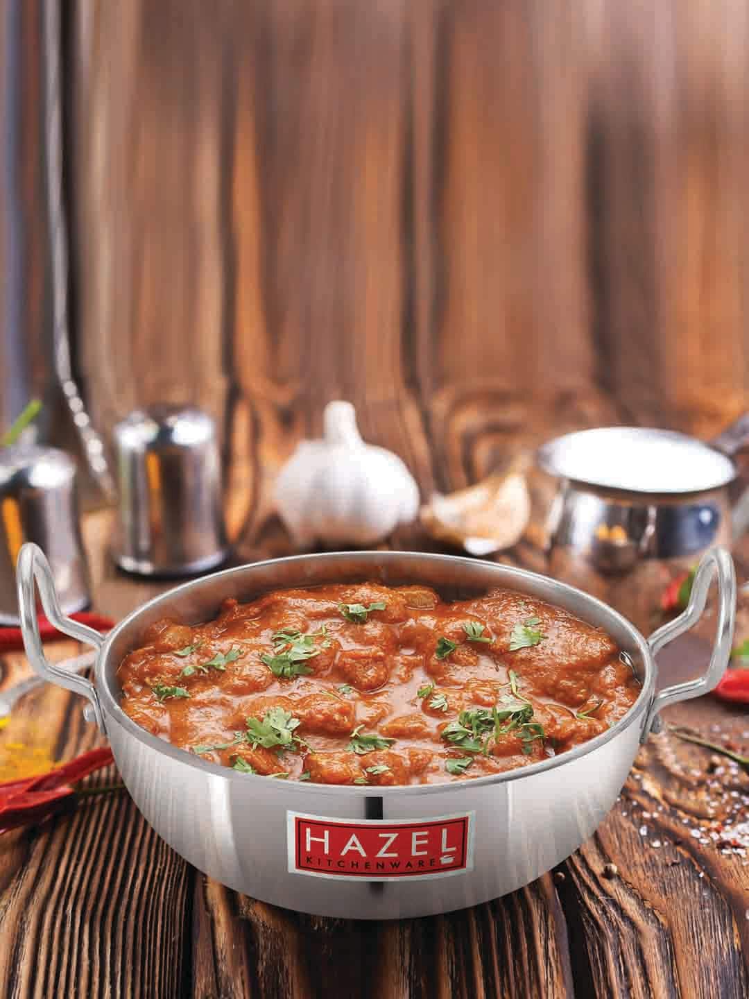 

HAZEL Silver-Toned Solid Aluminium Induction Base Deep Frying Kadhai With Handle