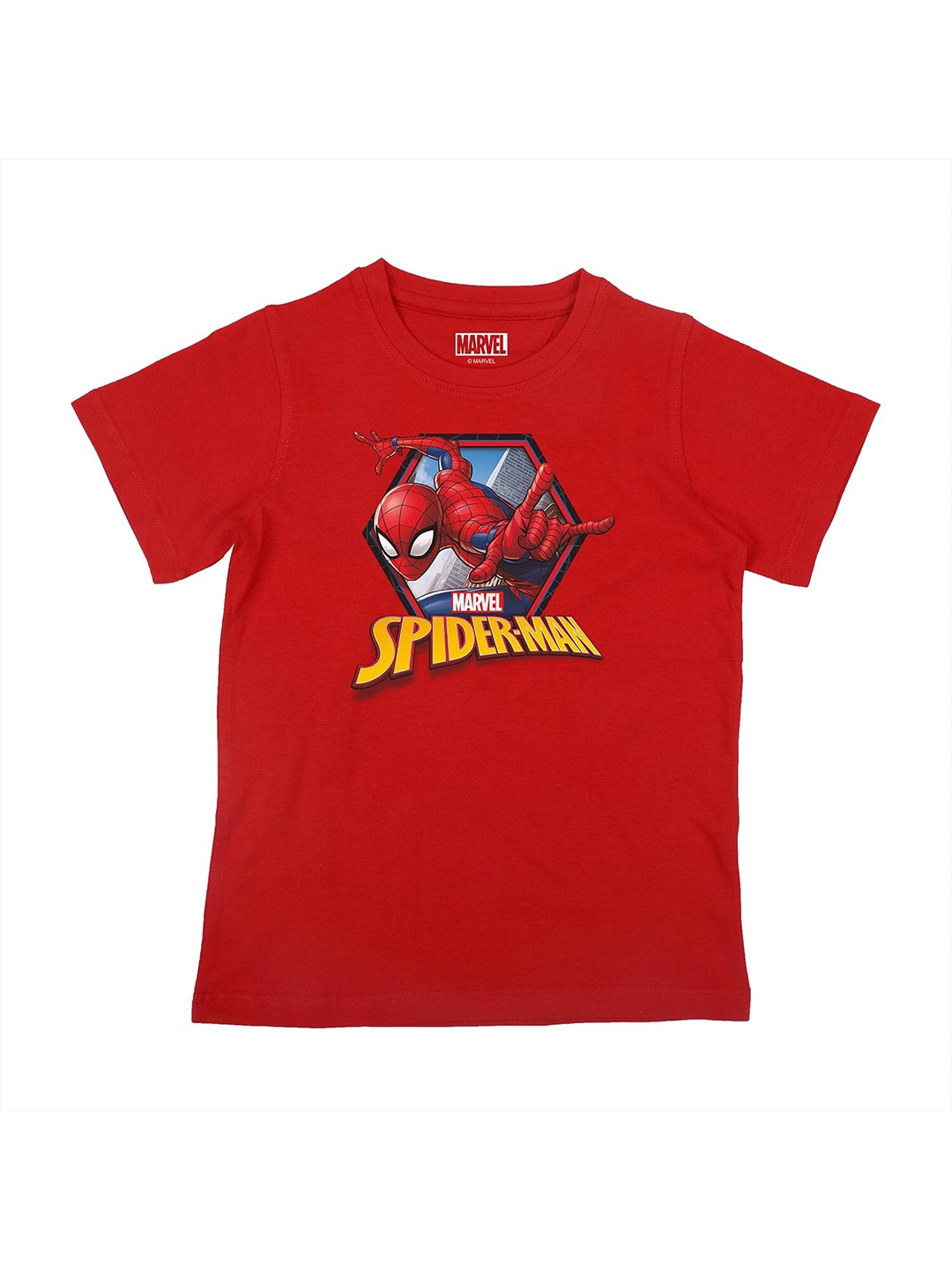 

Marvel by Wear Your Mind Boys Red Spiderman Printed Pure Cotton T-shirt