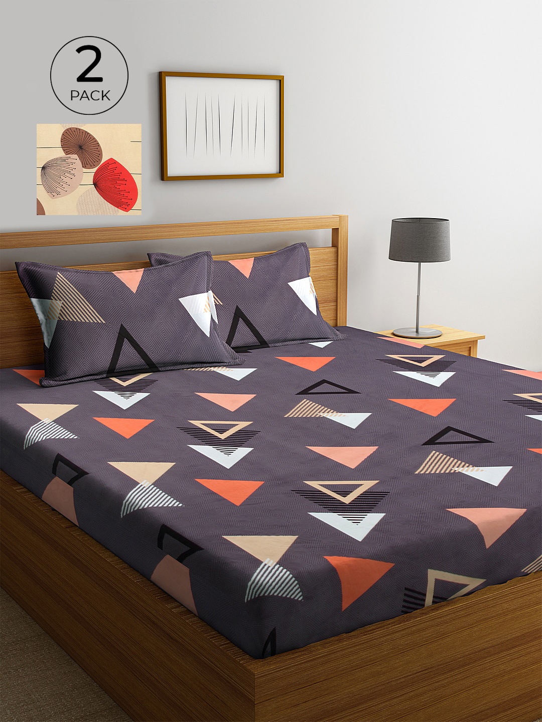 

KLOTTHE 210 TC 2 King Bedsheet with 4 Pillow Covers, Grey