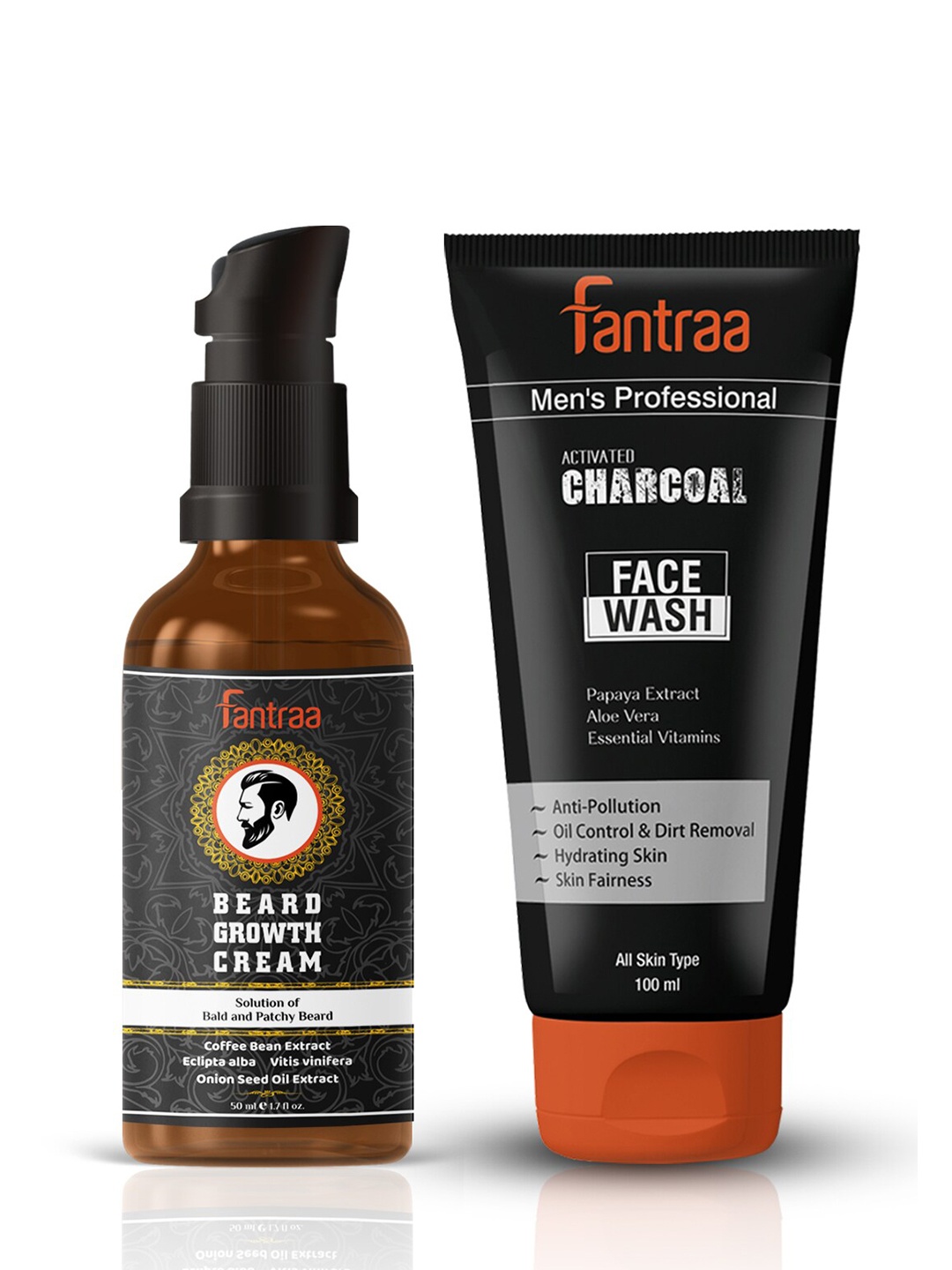 

Fantra Men Set Of 2 Beard Growth Oil & Charcoal Face Wash, Transparent