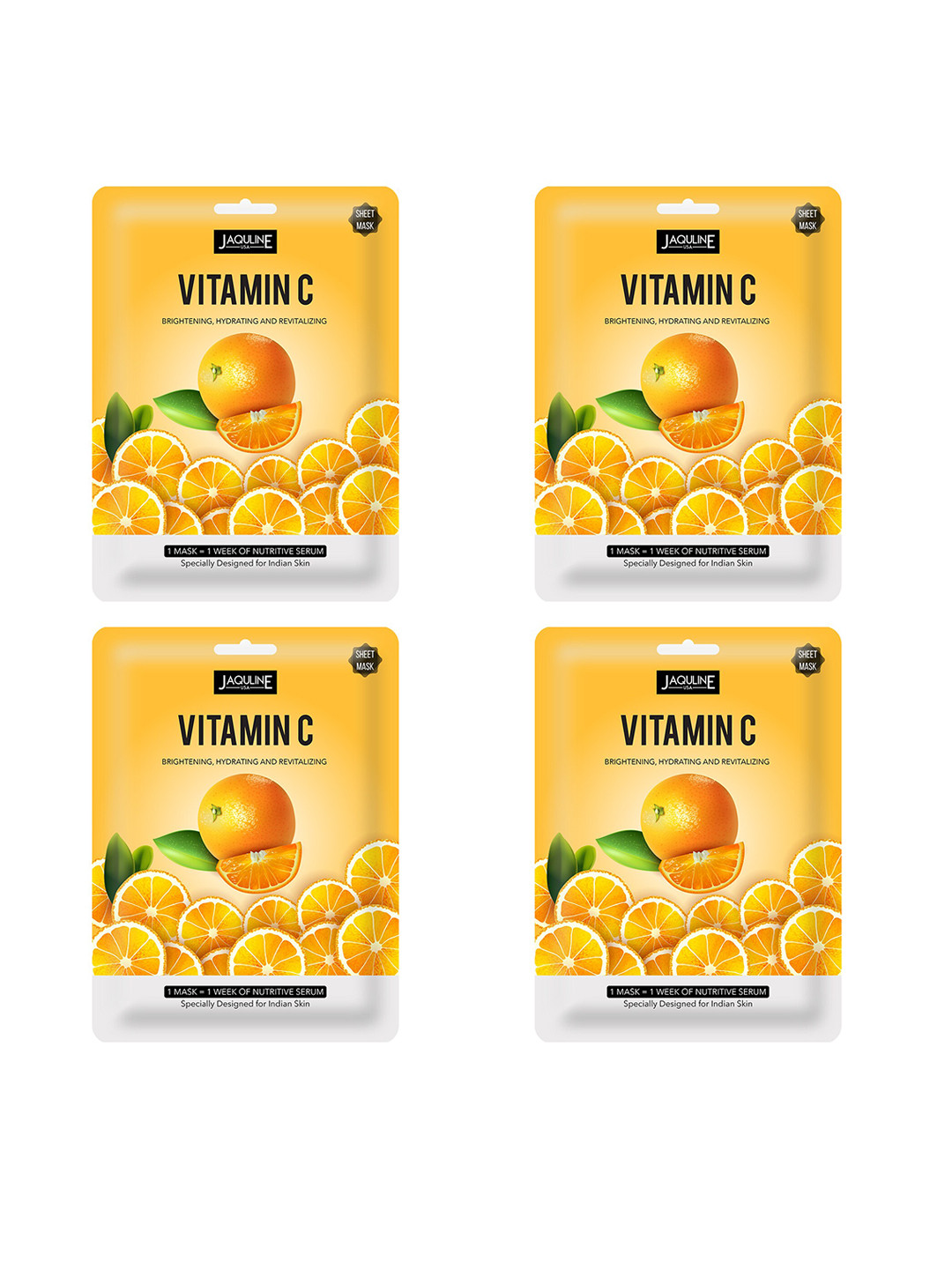 

Jaquline USA Pack of 4 Vitamin-C Sheet Mask, Off white