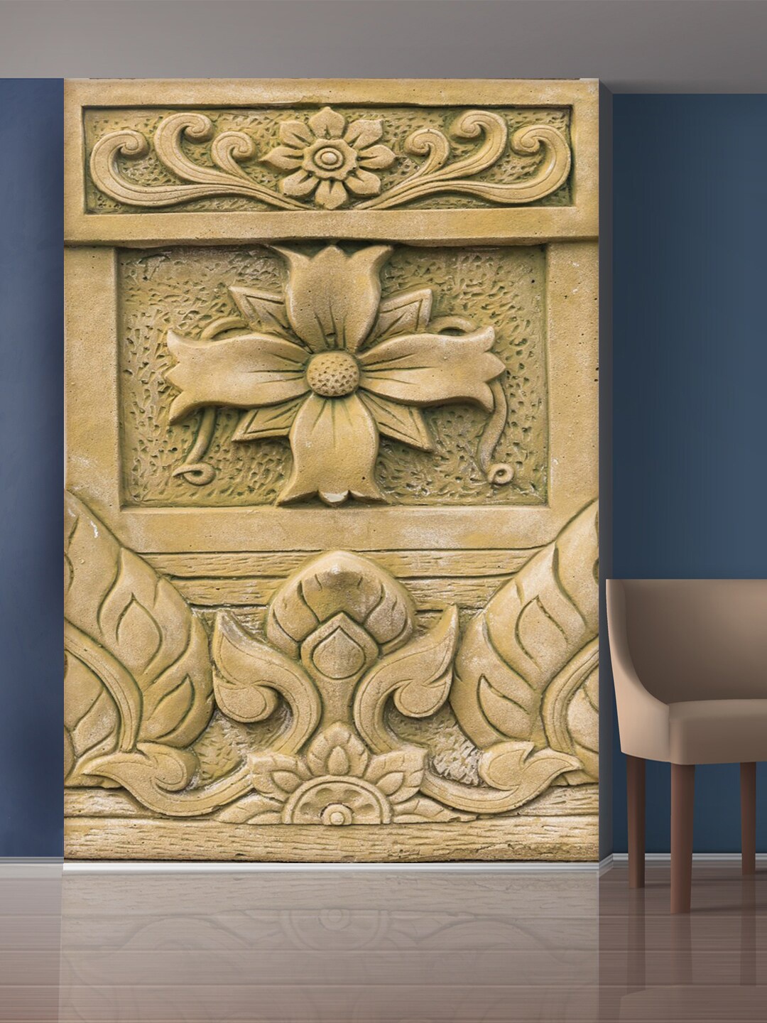 

999Store Gold Flowers and Leaves Mural Wallpaper