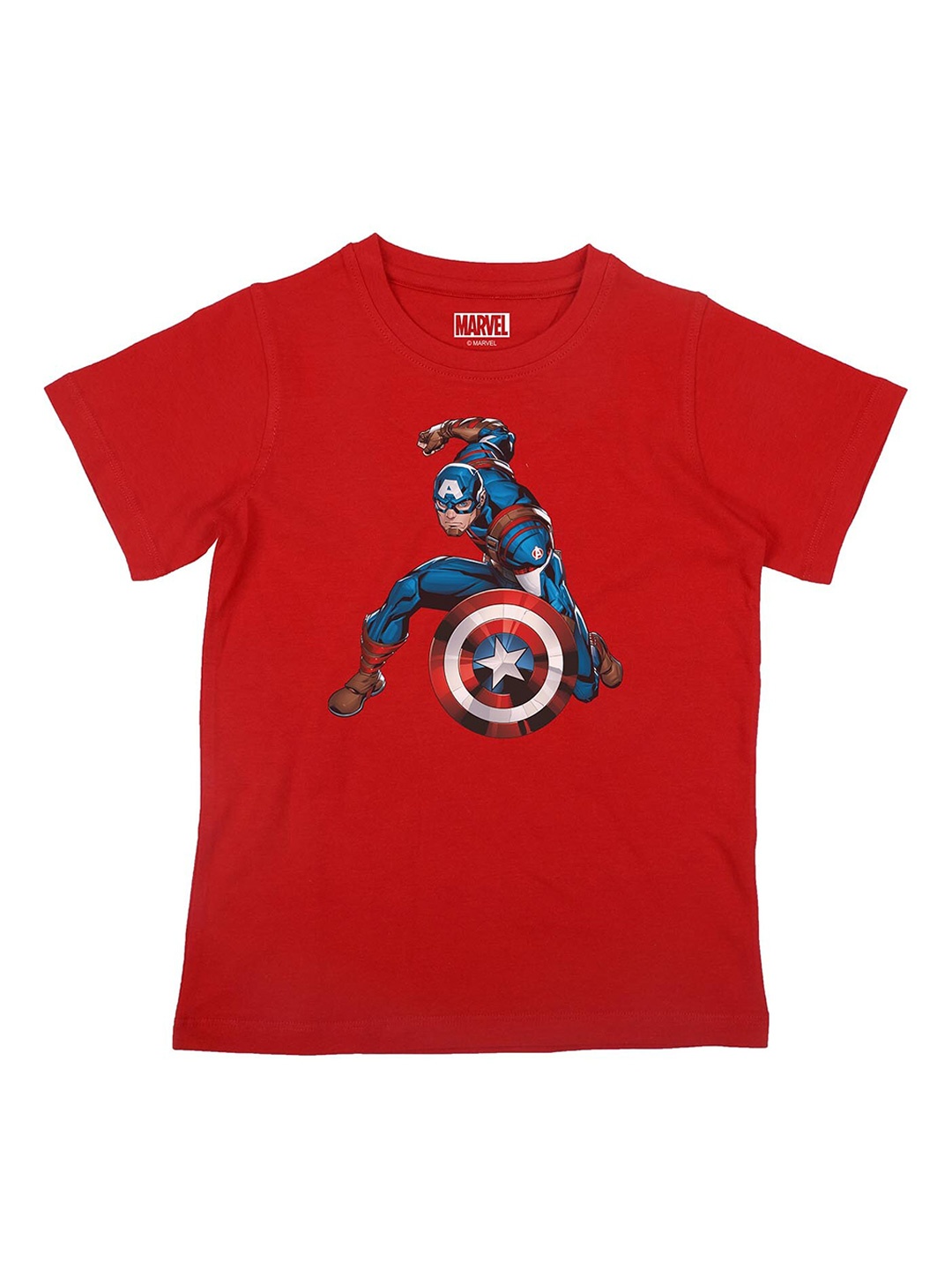 

Marvel by Wear Your Mind Boys Red Captain America Printed Pure Cotton T-shirt