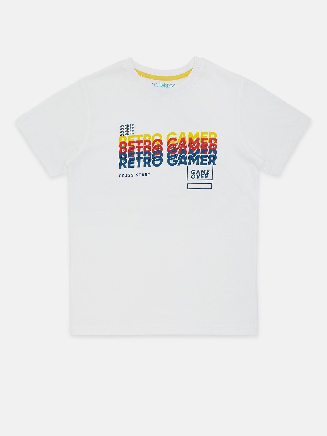 

Pantaloons Junior Boys White Typography Printed Cotton Pure Cotton T-shirt