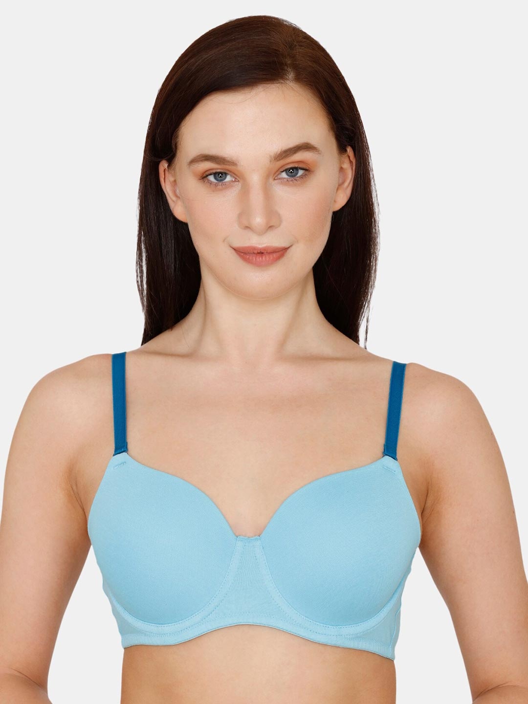 

Zivame Blue Half Coverage Heavily Padded T-shirt Bra