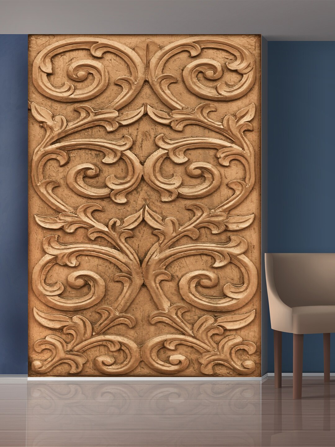

999Store Brown Flowers & Leaves Mural Wall Sticker