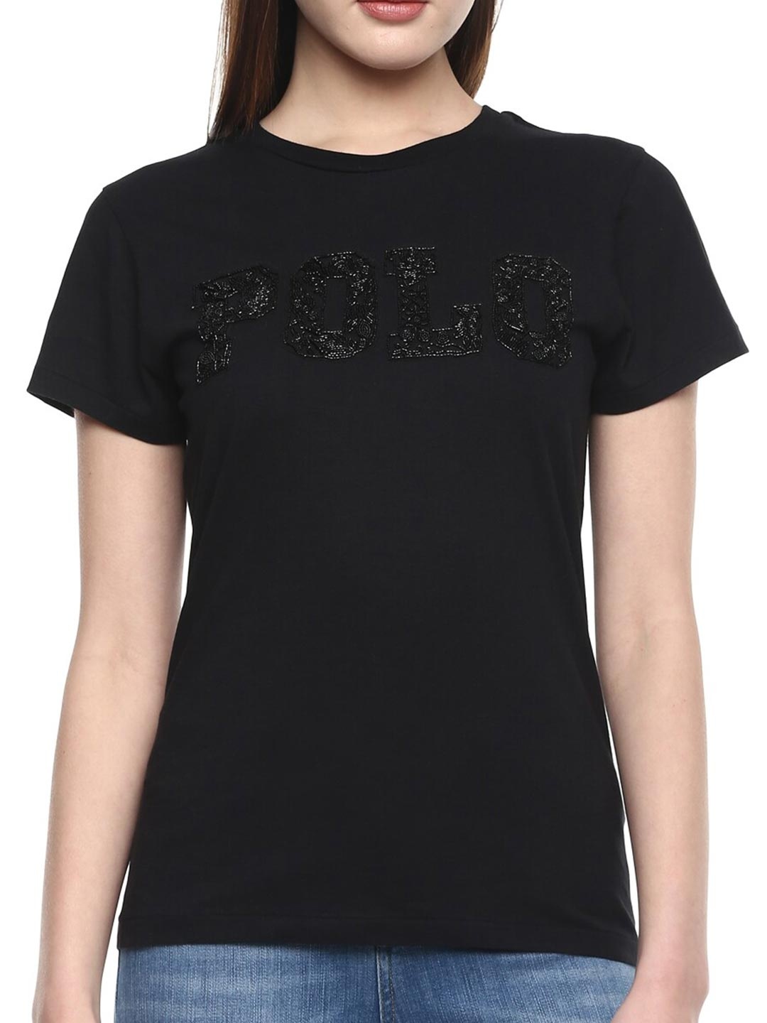 

Polo Ralph Lauren Women Black Typography T-shirt