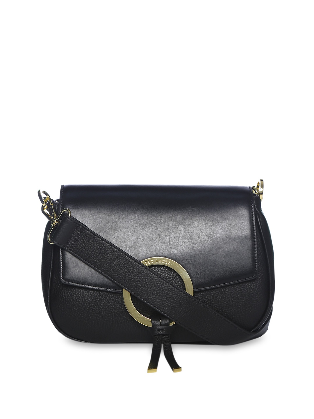 

Ted Baker Black Leather Structured Sling Bag with Tasselled