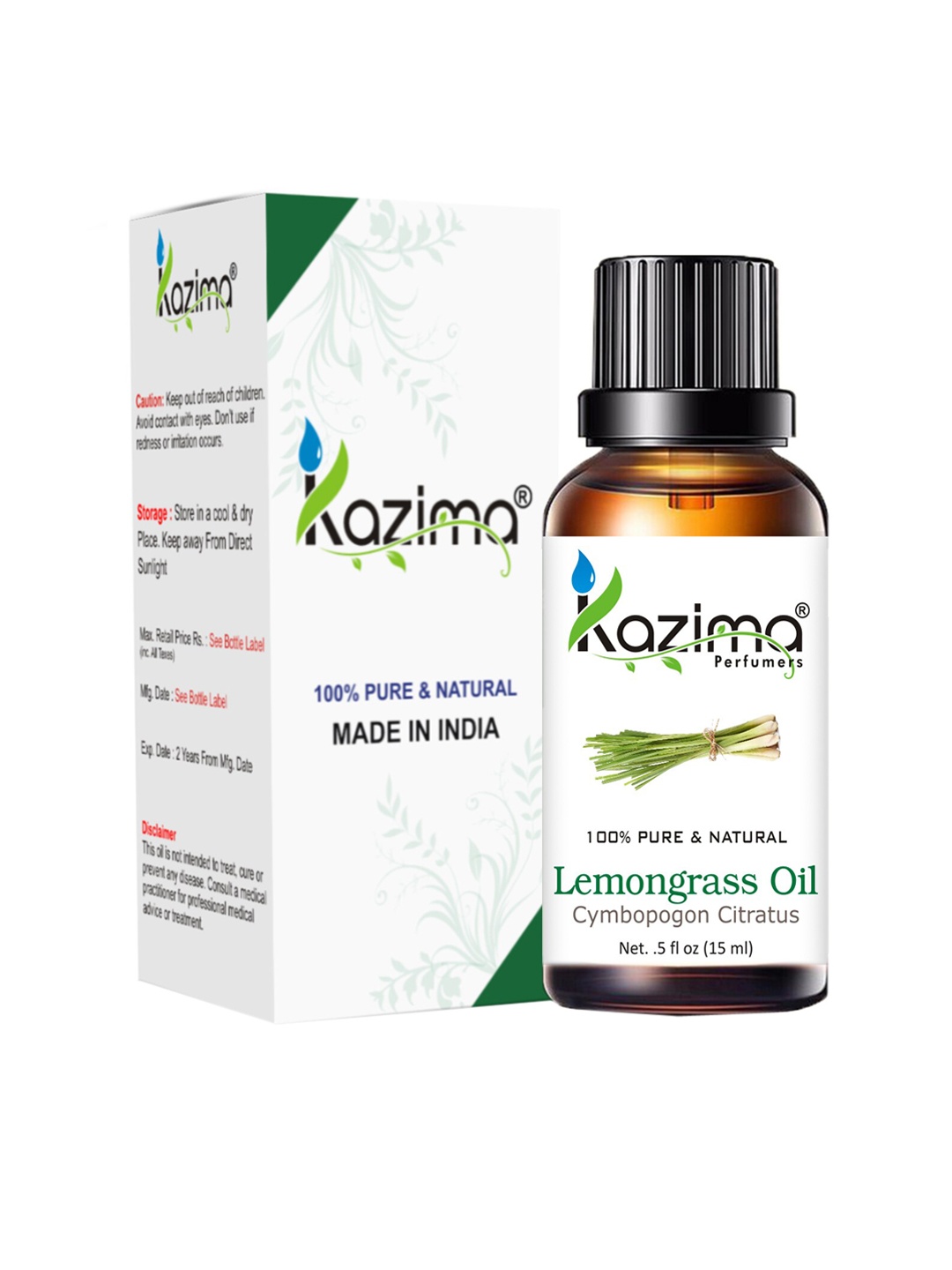 

KAZIMA Lemongrass Essential Oil 15 ml, Yellow