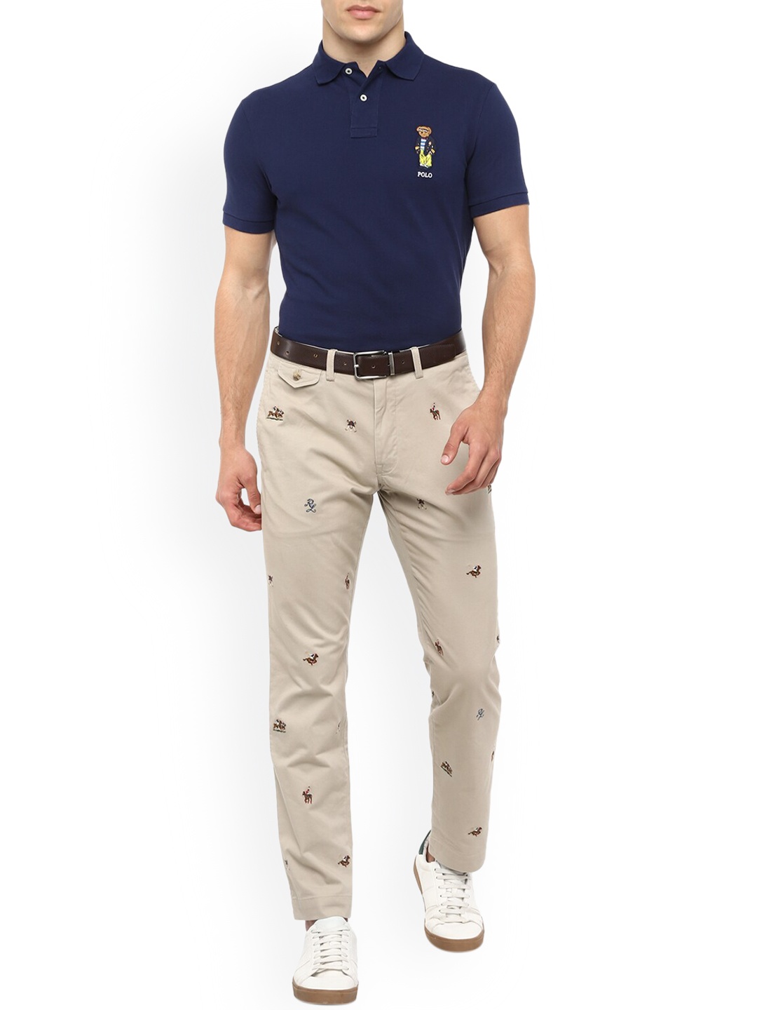 

Polo Ralph Lauren Men Khaki Embroidered Chinos Trousers