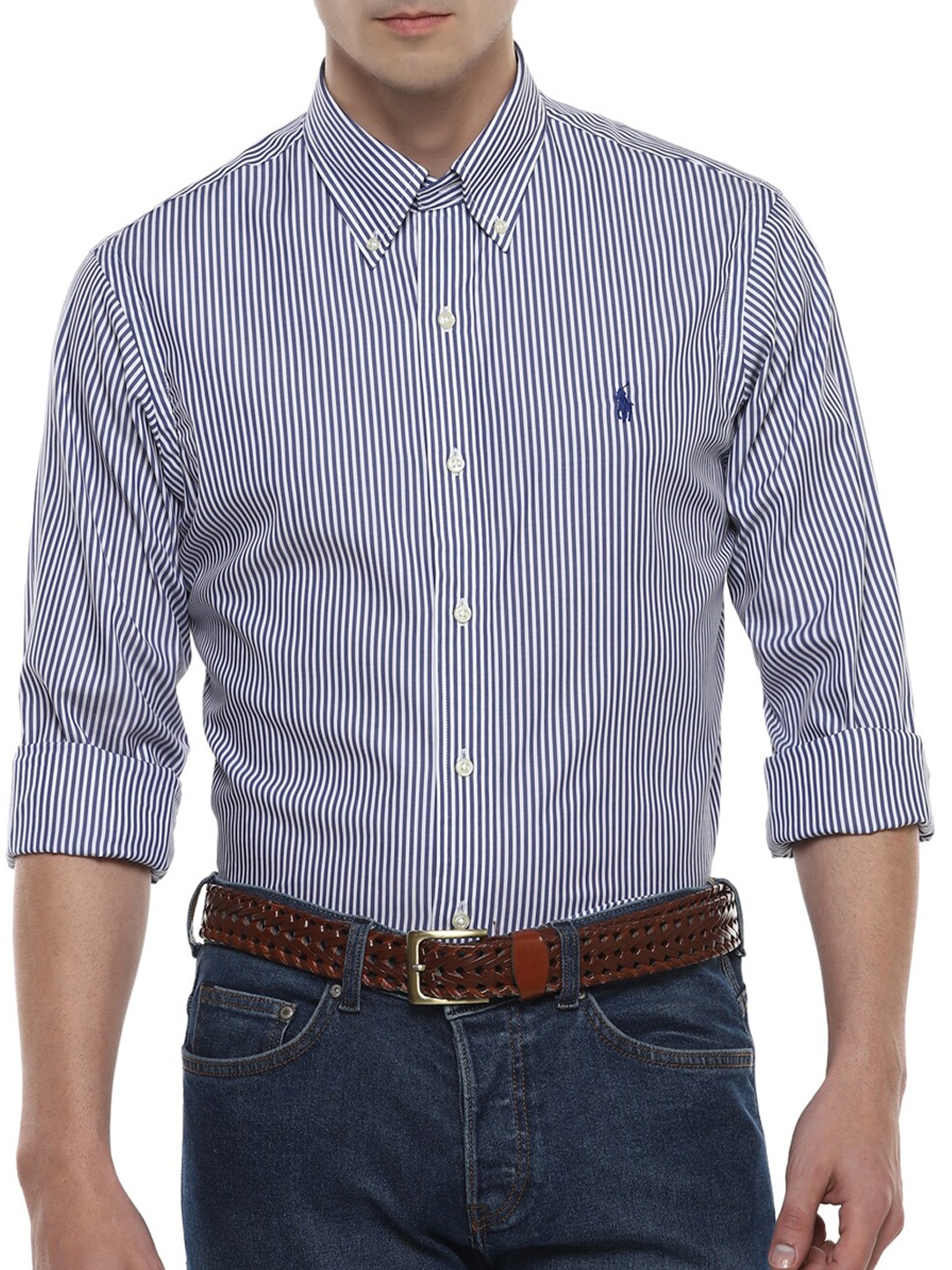 

Polo Ralph Lauren Men Navy Blue Striped Casual Shirt