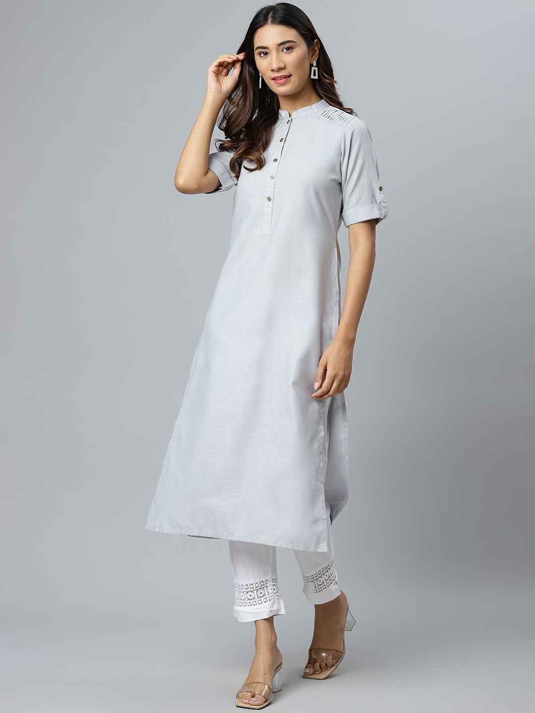 

Gerua By Libas Women Grey Pathani Kurta