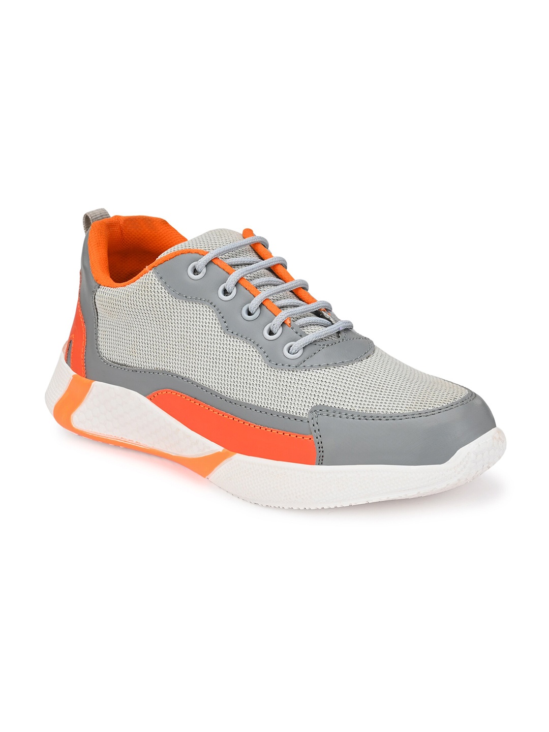 

Walkstyle By El Paso Men Grey & Orange Air Series Knitted Mesh Sports Running Shoes