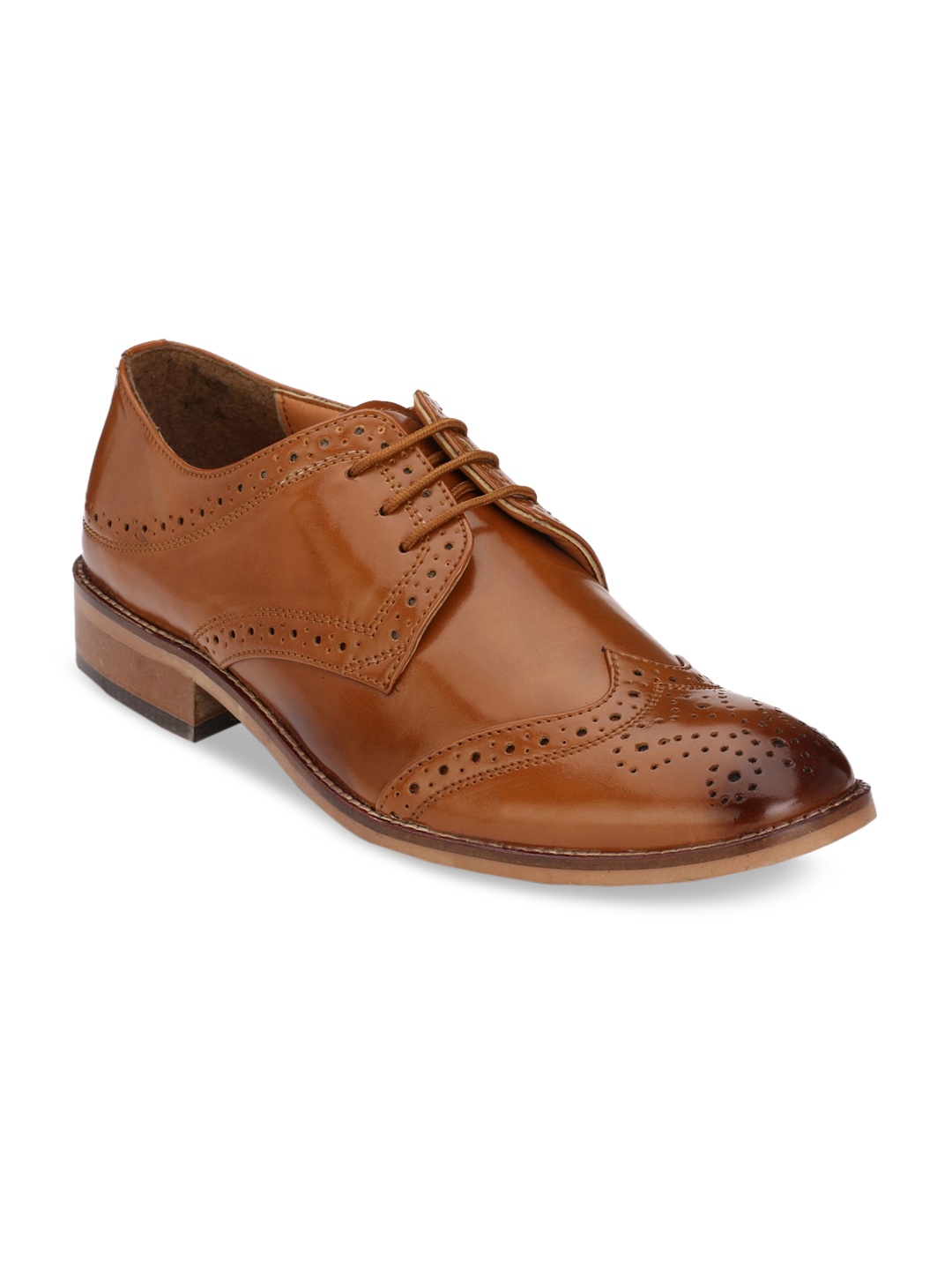

Hirels Men Tan Brown Textured Formal Brogues