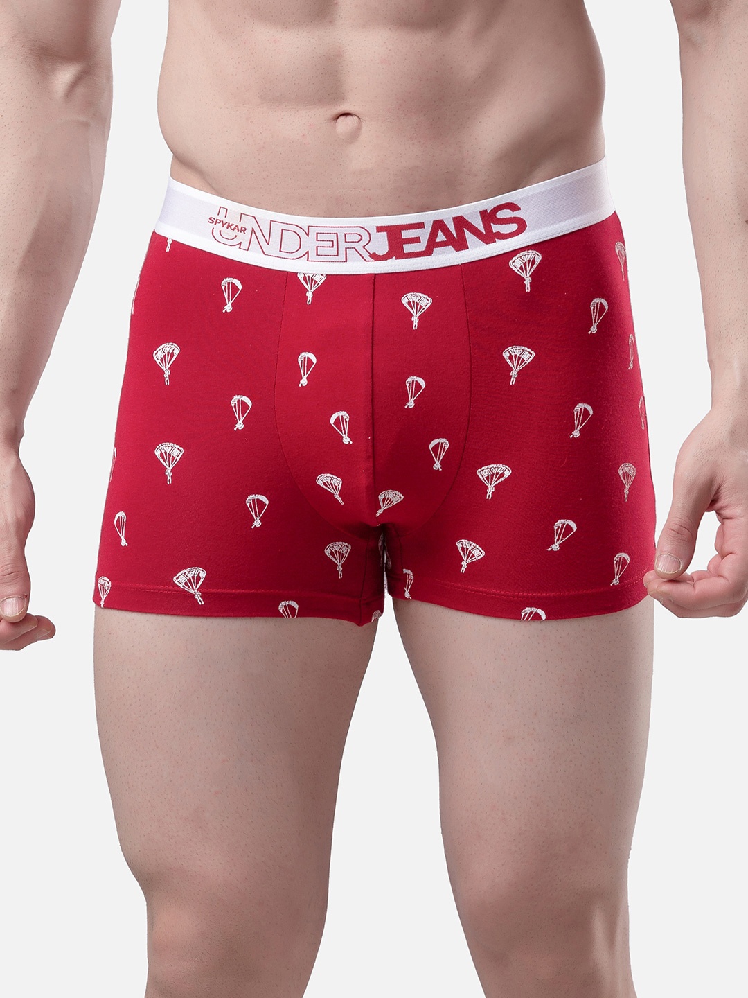 UnderJeans by Spykar Men Red Printed Trunk UJMTRPTS030