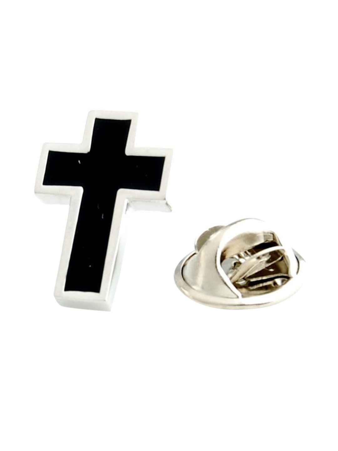 

PELUCHE Set Of 2 Silver-Toned & Black TheChristianCross Lapel Pin Lapel Pin