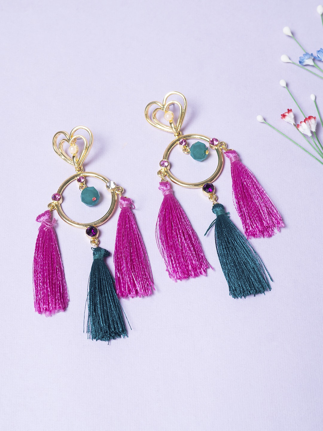 

Golden Peacock Multi Contemporary Drop Earrings