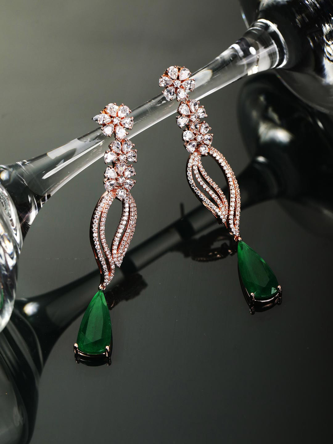 

Priyaasi Green Contemporary Drop Earrings