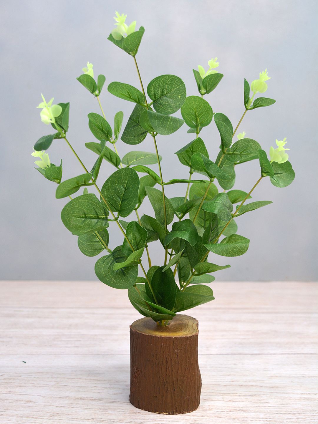 

fancy mart Green & Brown Artificial Butterfly Leaves In Wood Pot