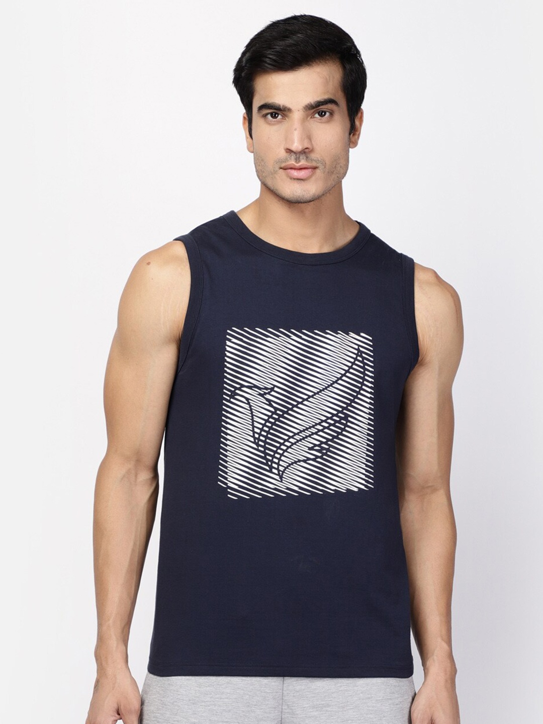 

Blackberrys Men Navy Blue Printed Slim Fit T-shirt NA