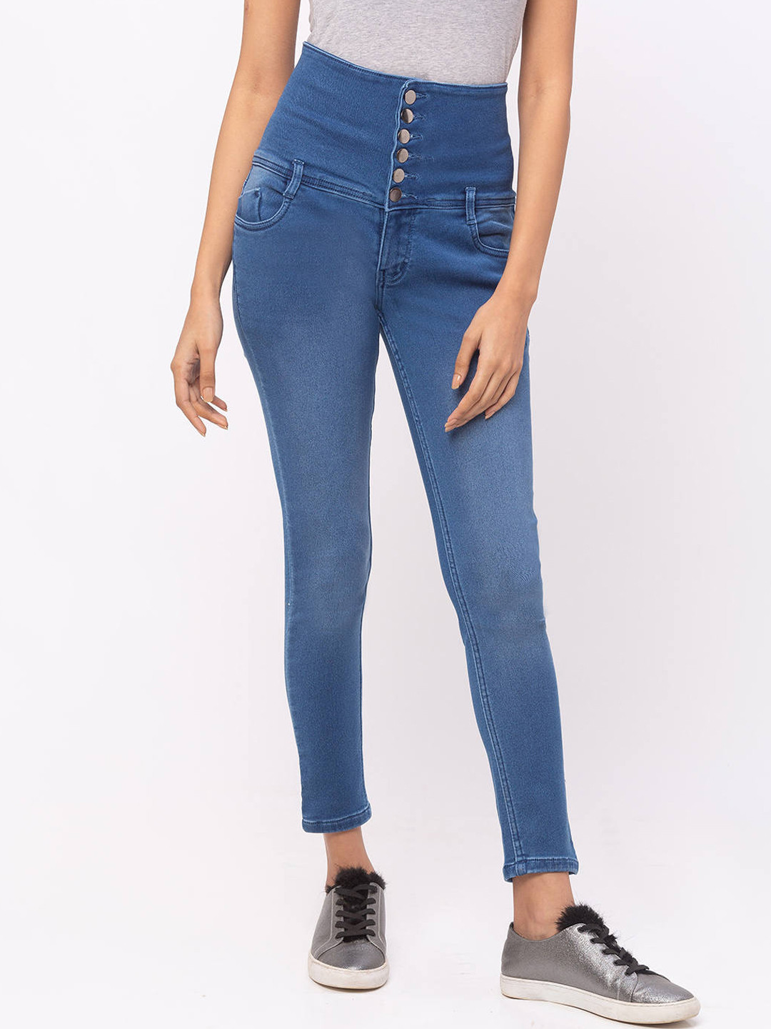 

ZOLA Women Cotton Slim Fit Ankle Length Lightweight Stretchable Jeans, Blue