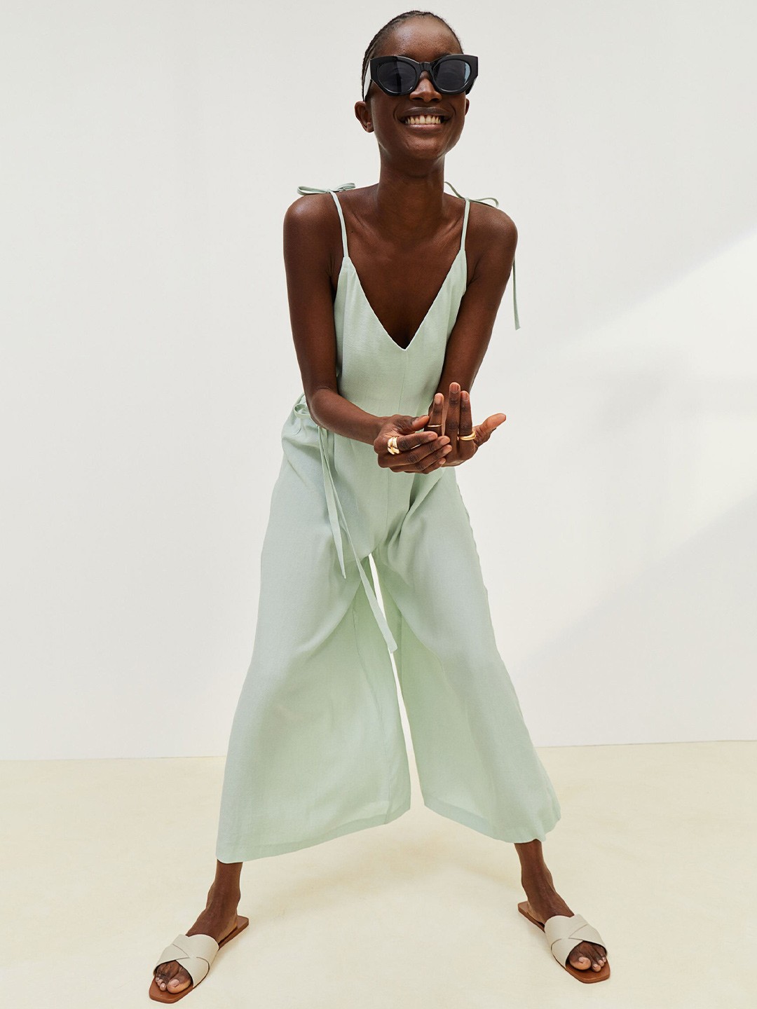 

H&M Women Green Lyocell-Blend jumpsuit