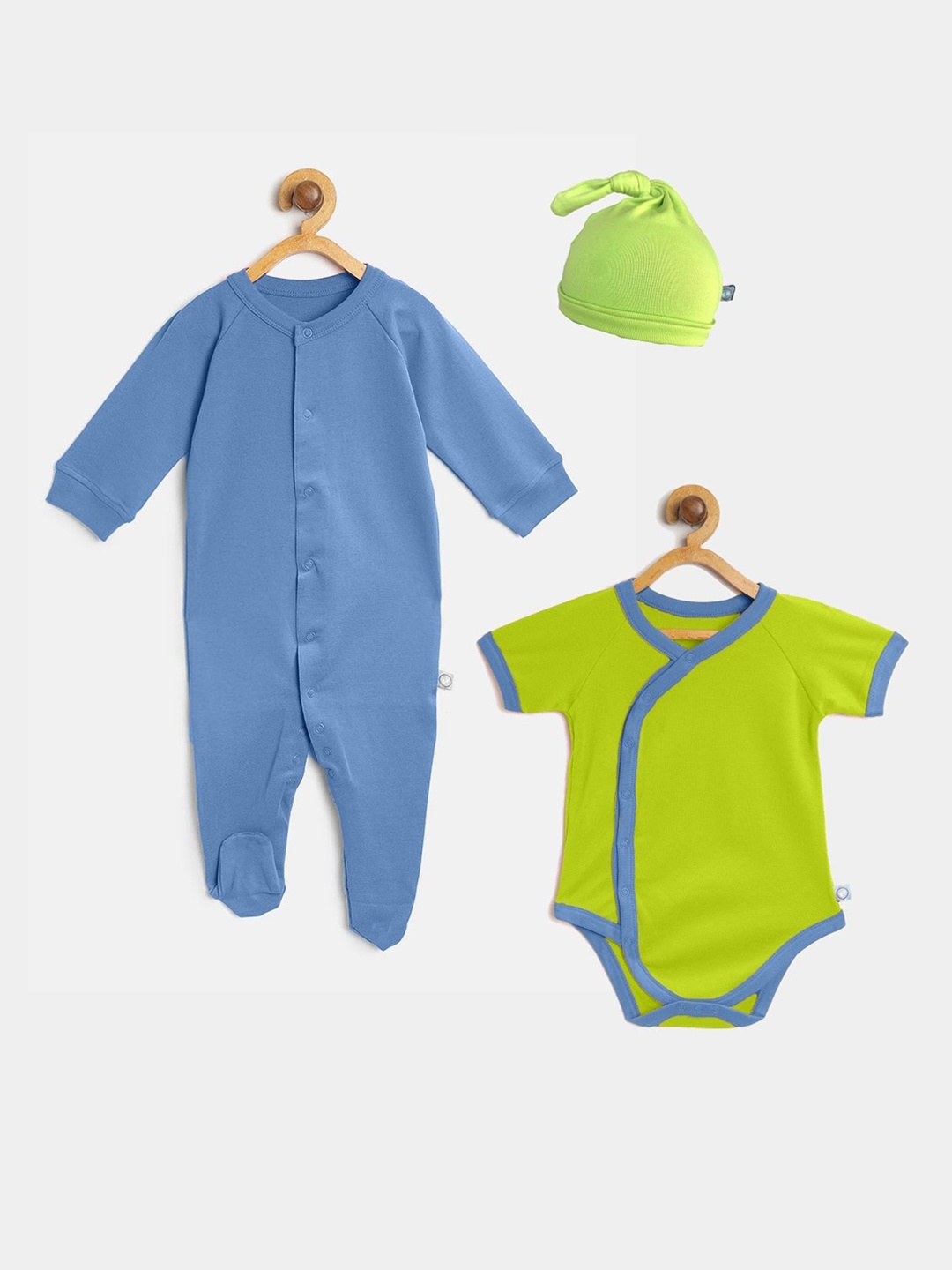 cherrytoes Set of 3 Onesie and Beanie Premium Gift Set, Blue