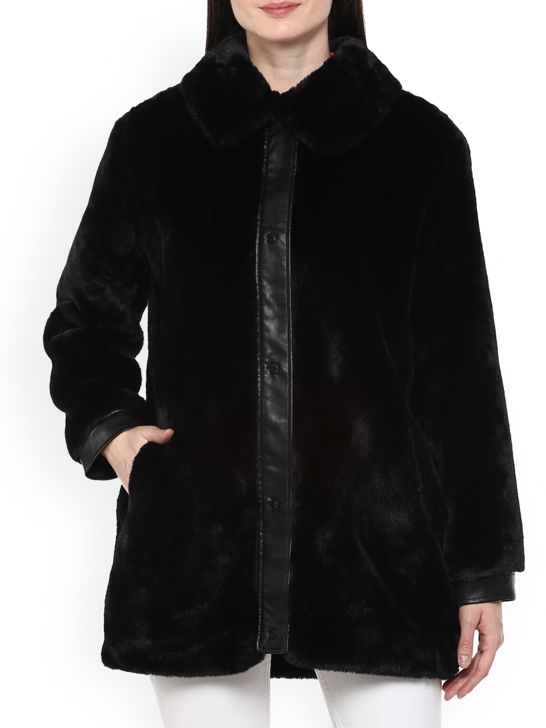 

LIU JO Women Black Longline Open Front Jacket