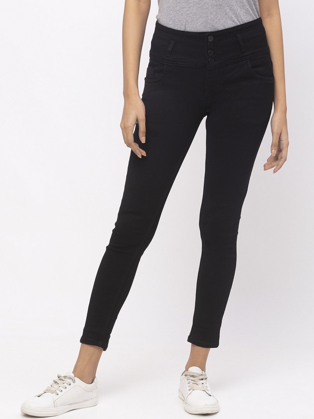 

ZOLA Women Pure Denim Skinny Fit Ankle Length Lightweight Jeans, Black