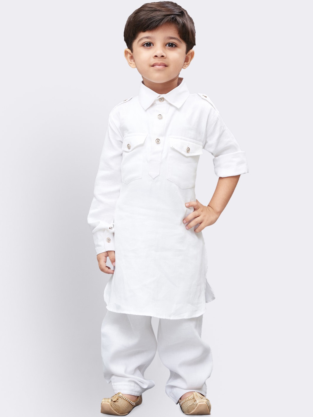 

JBN Creation Boys White Pure Cotton Kurta with Salwar