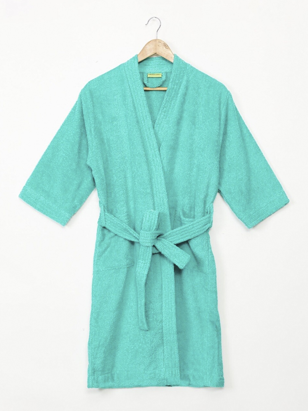 

Home Centre Unisex Turquoise Blue Solid Cotton Bathrobe