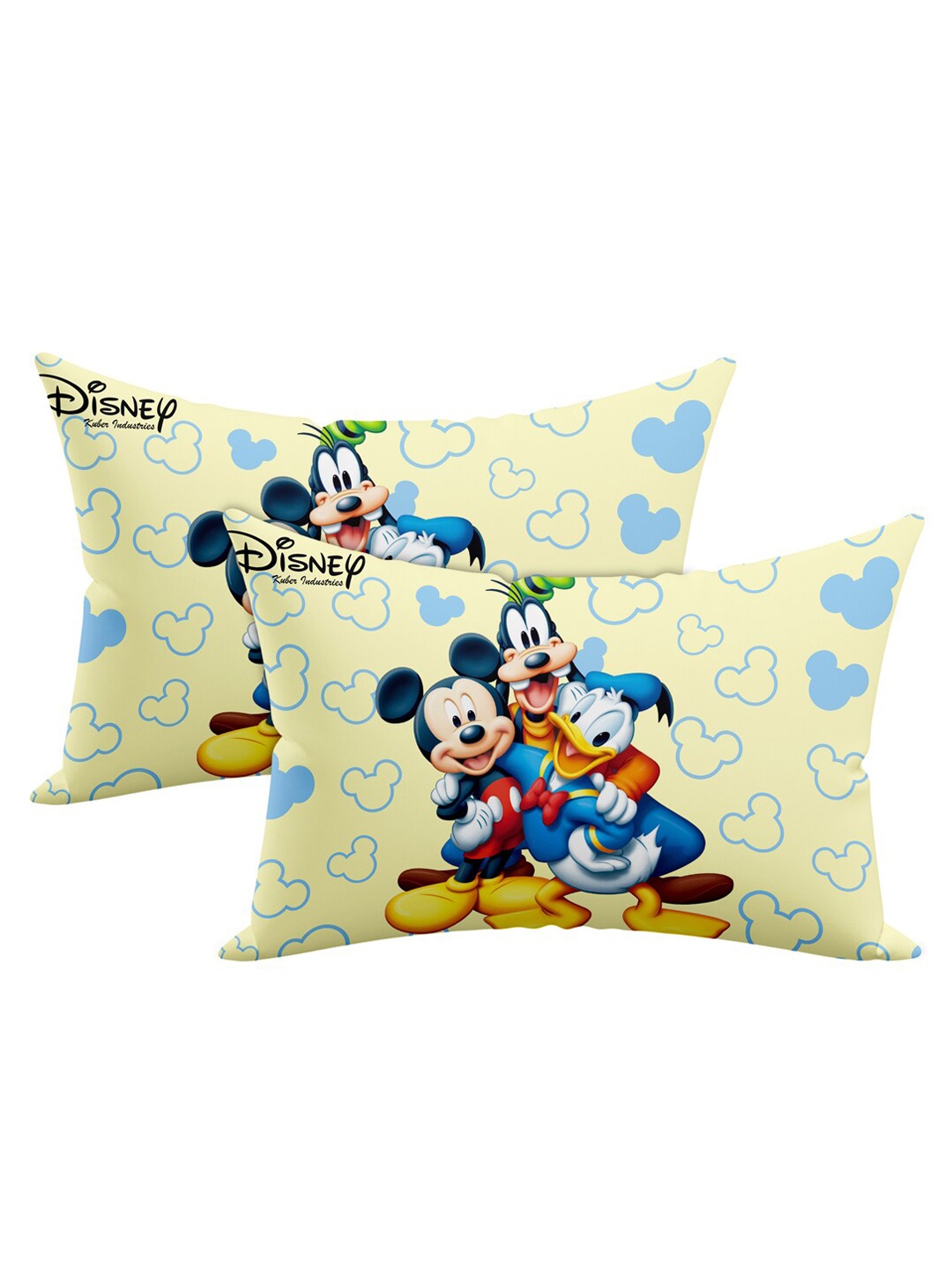 

Kuber Industries Kids Set Of 2 Cream-Coloured & Blue Disney Printed Micro Fiber Filled Pure Soft Cotton Pillows