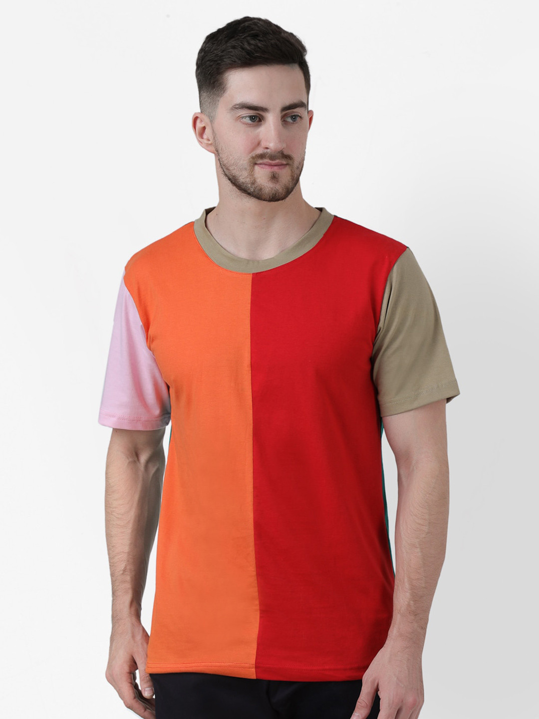 

PAUSE SPORT Men Orange & Red Slim Fit T-shirt