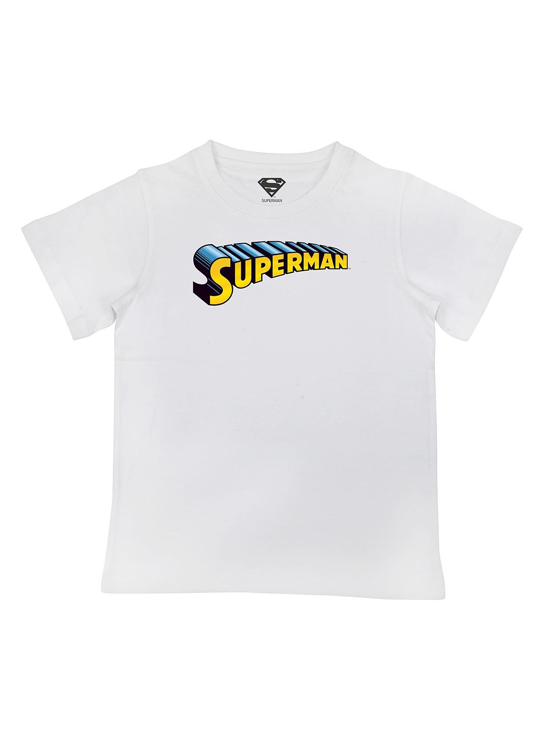 Superman Boys White Superman Printed Cotton Pure Cotton T-shirt