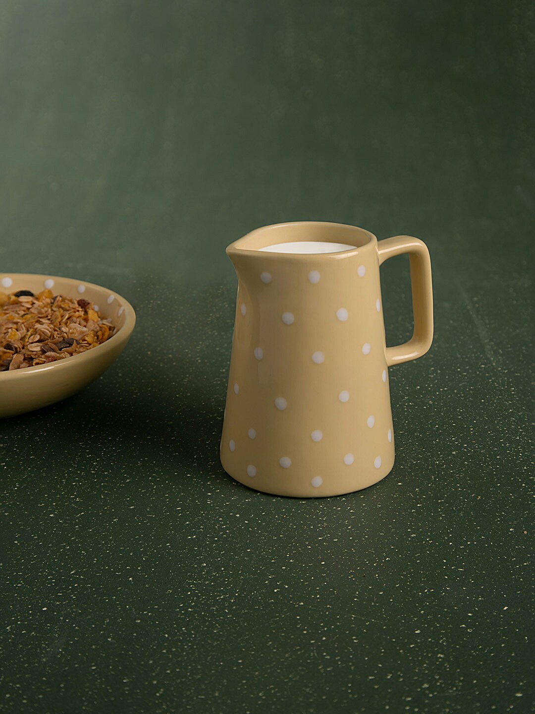 

ellementry Cream-Coloured & White Polka Dots Ceramic Jug