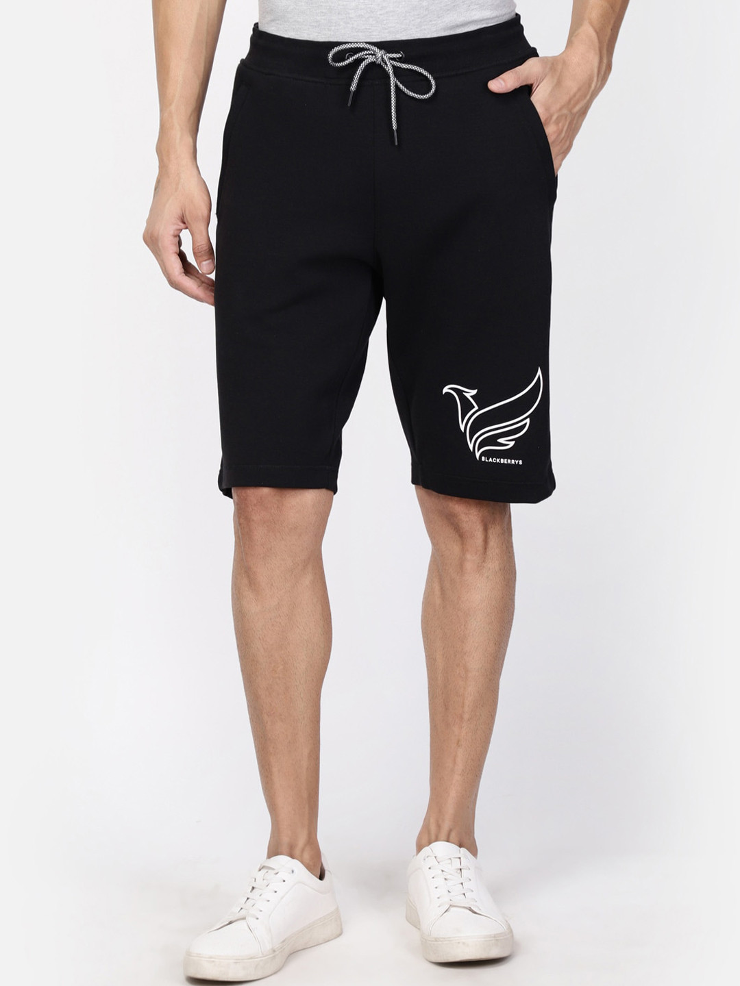 

Blackberrys Men Black Bs-12 Slim Fit Mid-Rise Regular Shorts