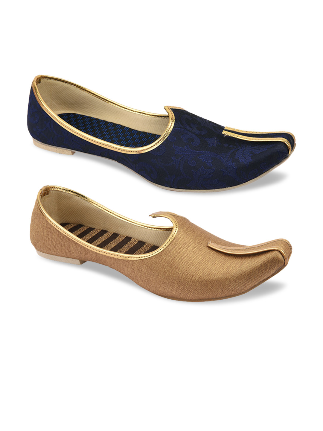 

DESI COLOUR Men Pack of 2 Multicoloured Woven Design Mojaris, Multi