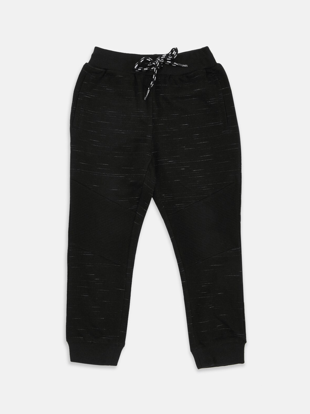 

Pantaloons Junior Boys Black & Grey Self-Design Pure Cotton Joggers