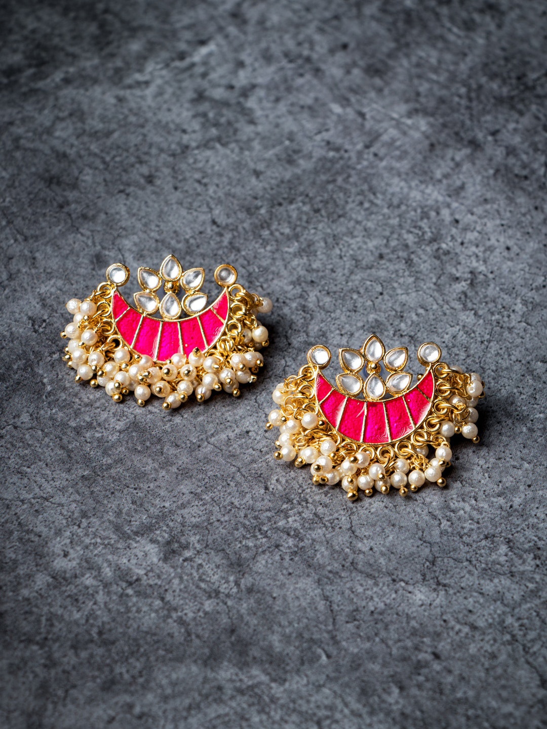

MORKANTH JEWELLERY Women Pink Contemporary Pearl Studs Earrings