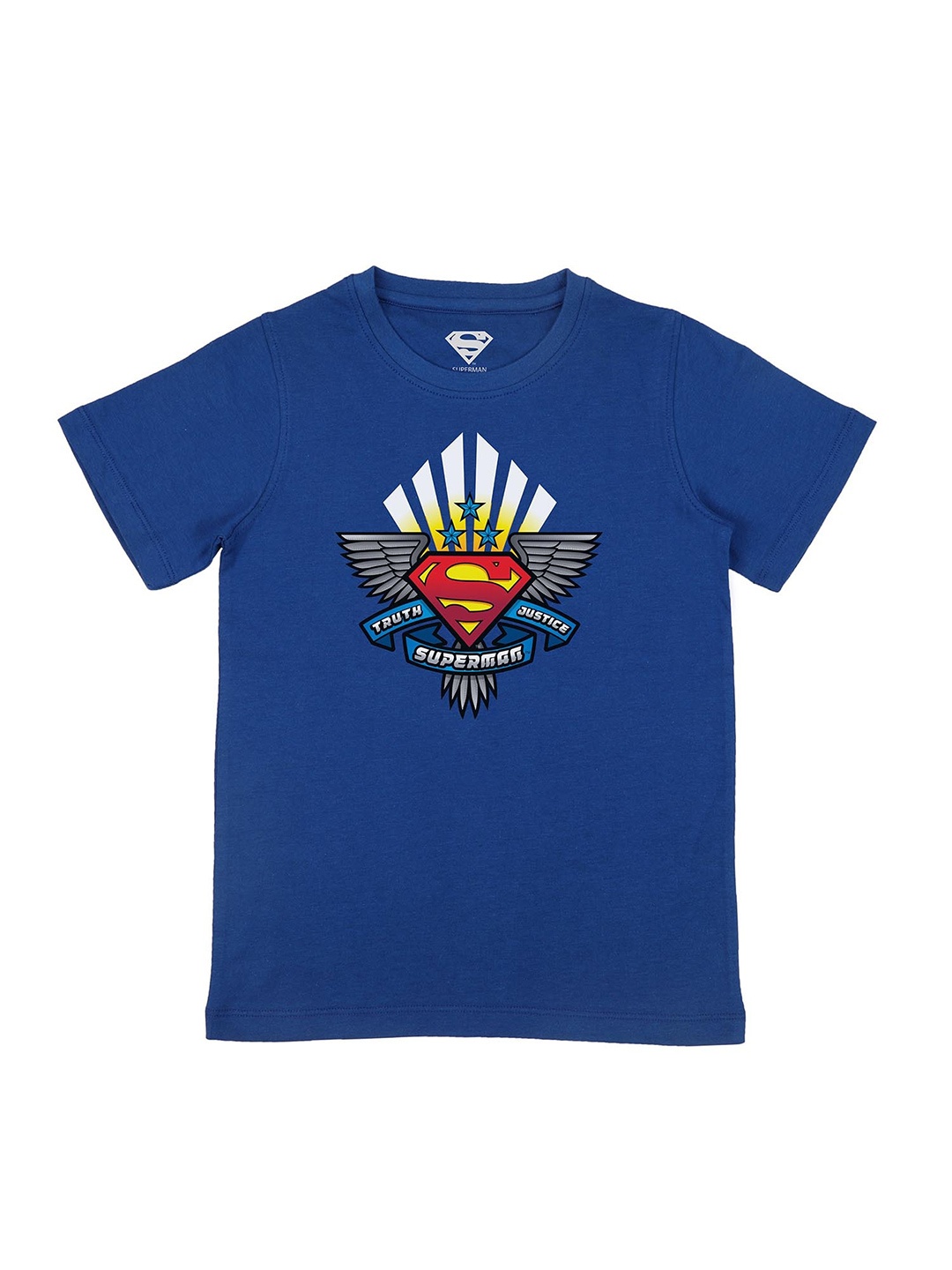 Superman Boys Blue Graphic Printed Round Neck T shirt