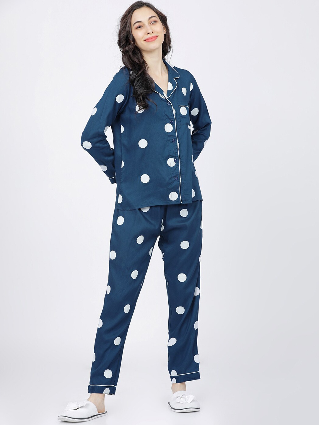 

Tokyo Talkies Women Teal Printed Night suit