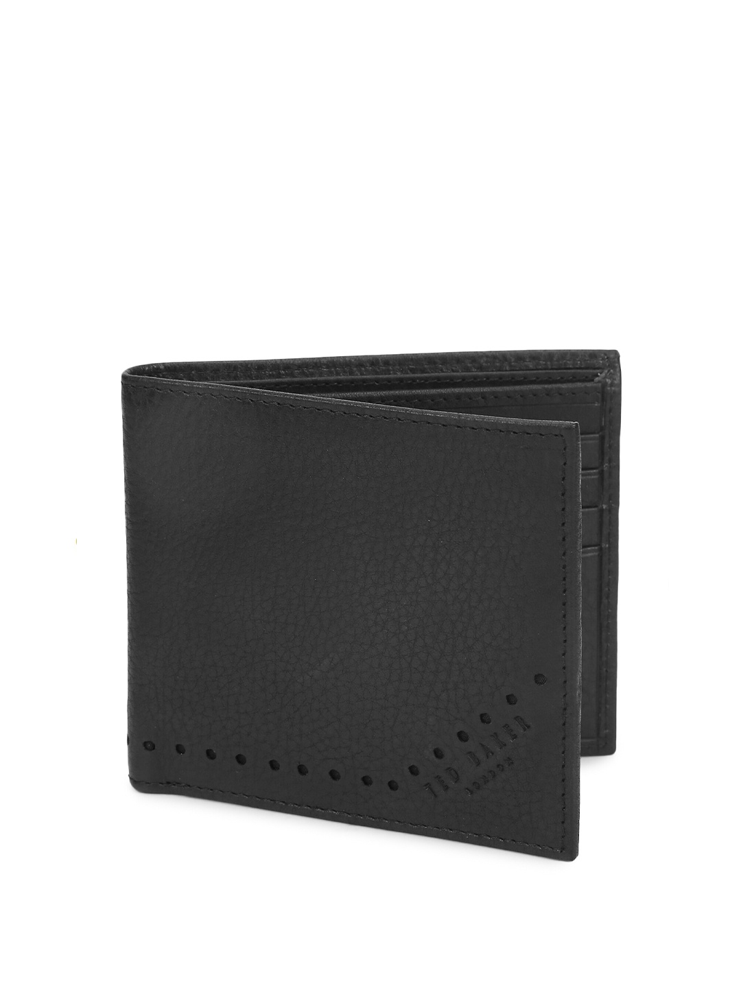 

Ted Baker Men Black Textured Leather Two Fold Wallet