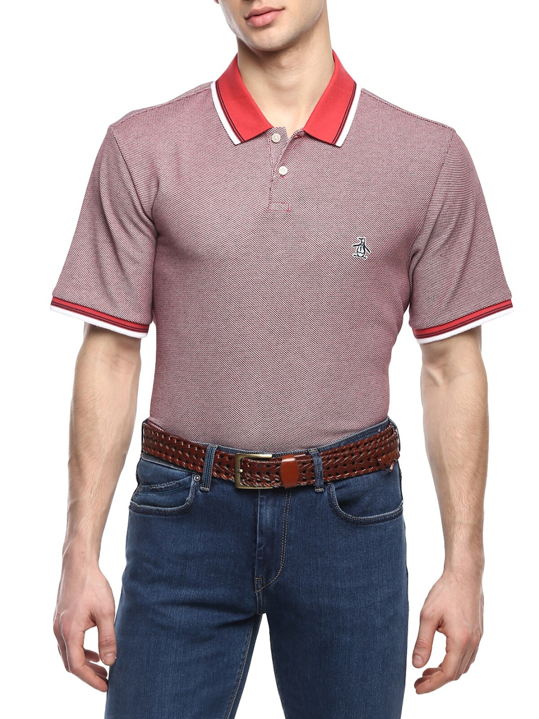 

Original Penguin Men Red Polo Collar T-shirt