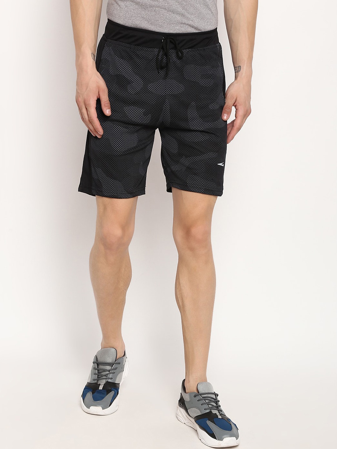 

V2 Value & Variety Men Black Camouflage Printed Mid-Rise Cotton Sports Shorts