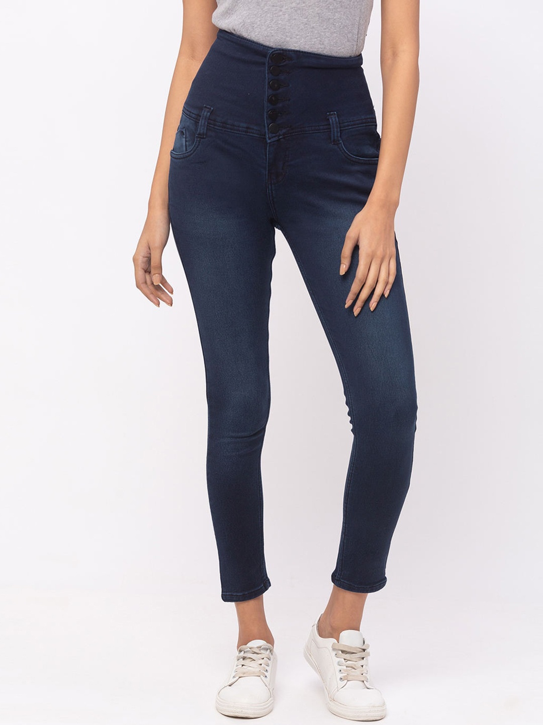 

ZOLA Cotton Slim Fit Ankle Length Lightweight Stretchable Jeans, Blue